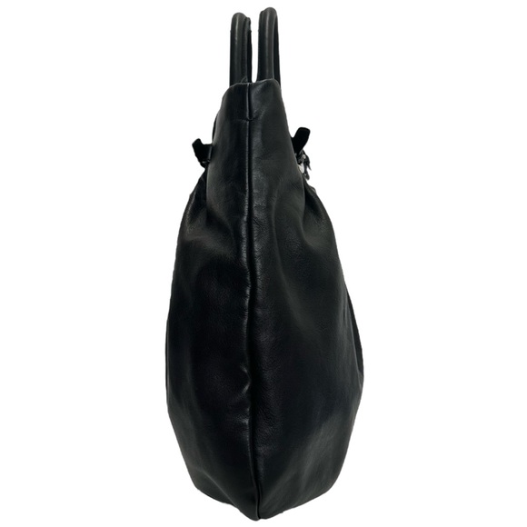 Prada Black Leather Shoulder Hand Bag Satchel Tote Soft Calf Skin Vintage - Picture 7 of 17